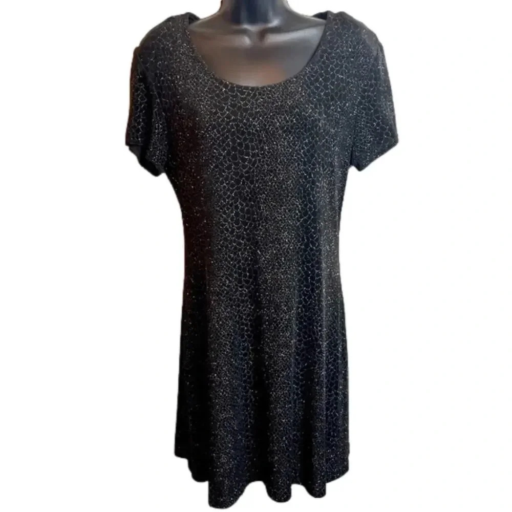 VINTAGE Hampton Nites Metallic‎ Black Glittery dress.